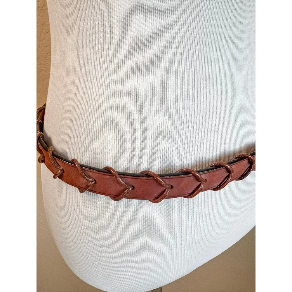 Vintage Dooney & Bourke Brown Leather Belt USA Brass Buckle Fits 33-37